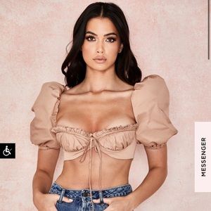 House of CB Hedy Camel Puff Sleeve Bralet